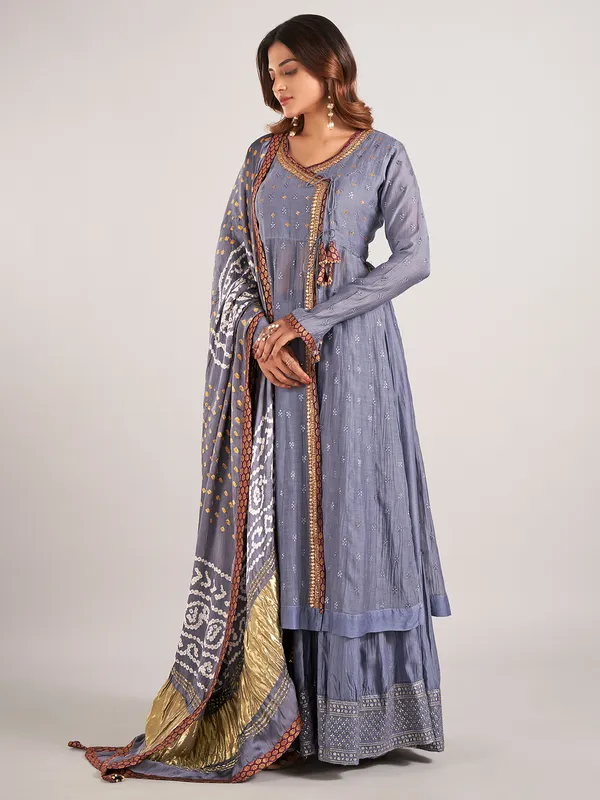 Lavender cotton silk wedding wear lehenga suit