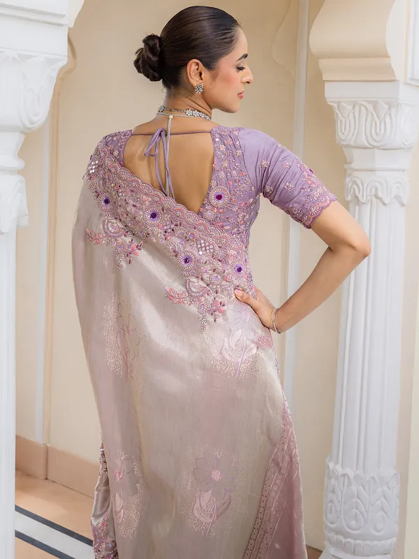 Lavender festive wear saree in silk