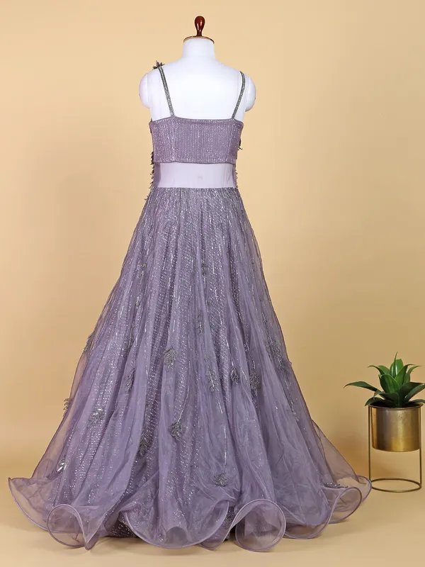 Lavender floor length organza gown for reception