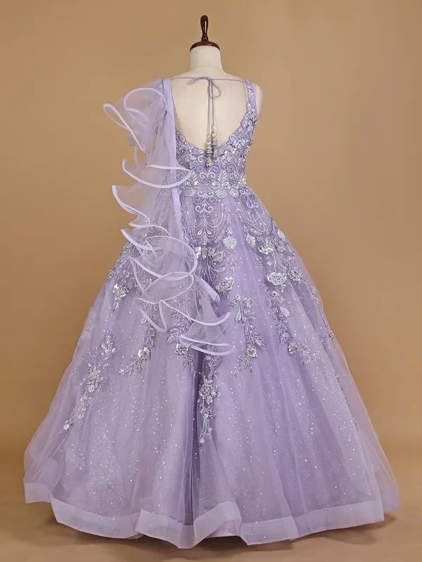 Lavender net gown for bridal reception