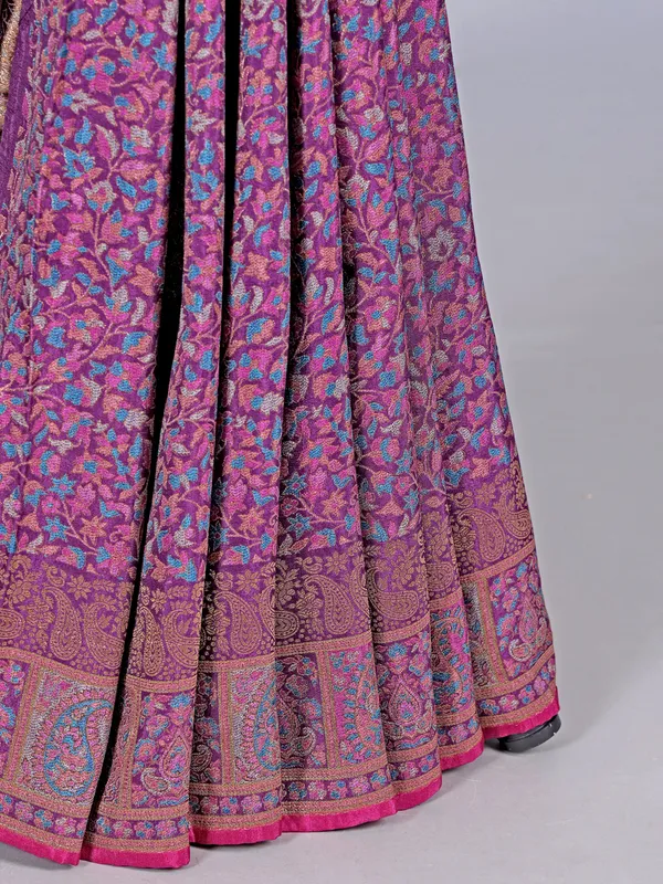 Lavender purple dola silk saree with motifs