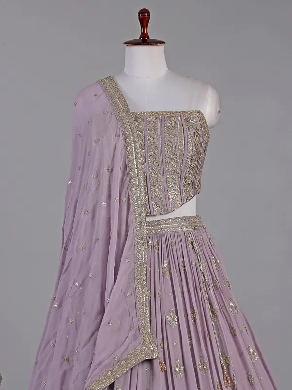 Lavender purple georgette lehenga choli with sequins work