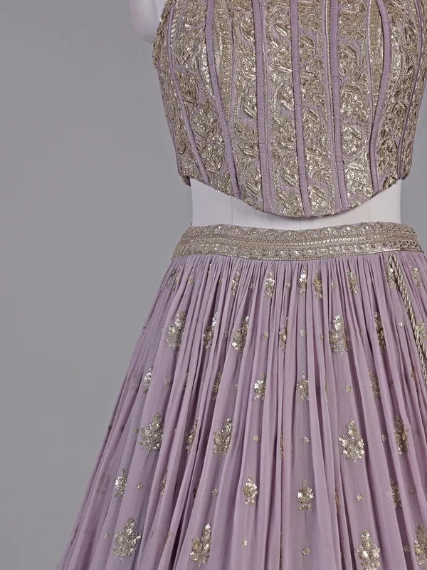 Lavender purple georgette lehenga choli with sequins work