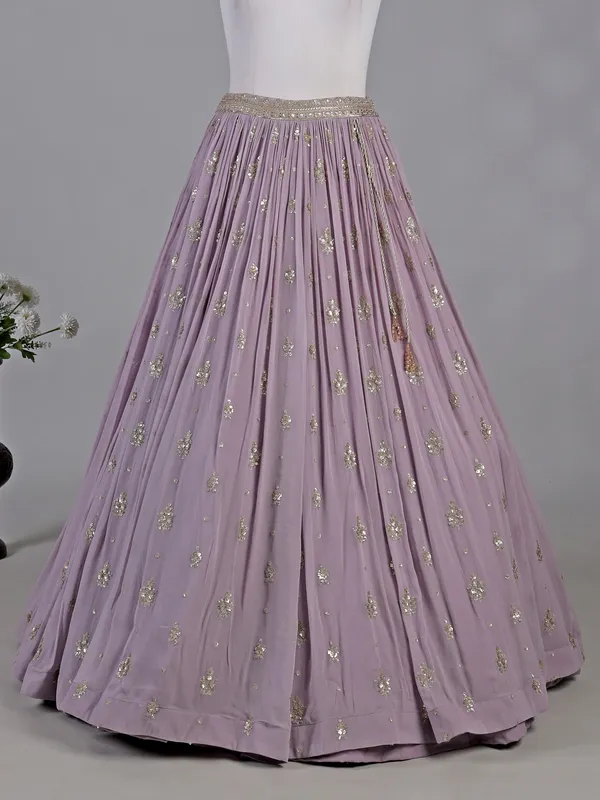 Lavender purple georgette lehenga choli with sequins work