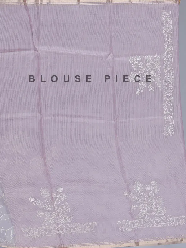 Lavender purple semi organza saree with embroidery accents