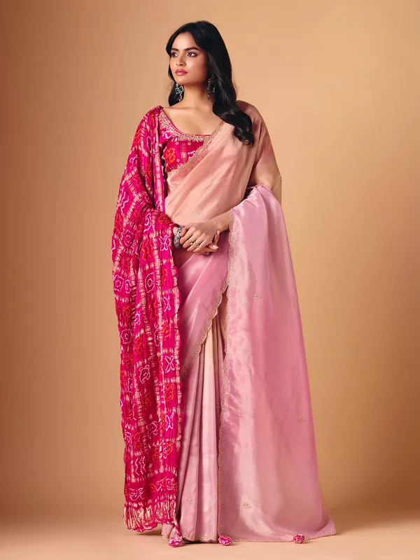 Lavender purple shaded tissue silk designer saree