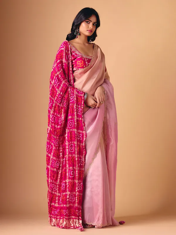 Lavender purple shaded tissue silk designer saree