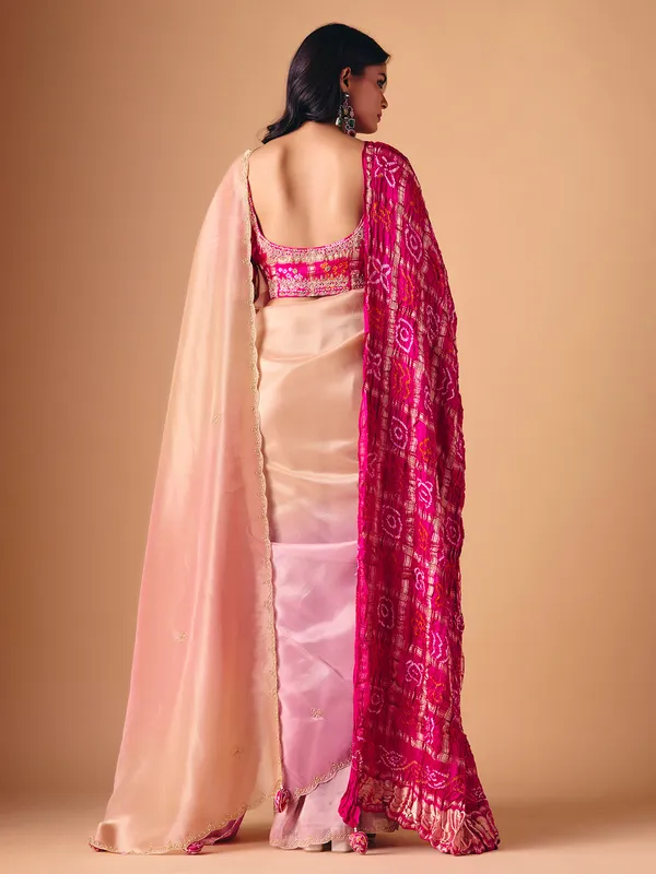 Lavender purple shaded tissue silk designer saree