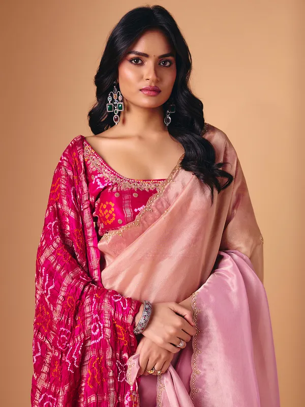 Lavender purple shaded tissue silk designer saree