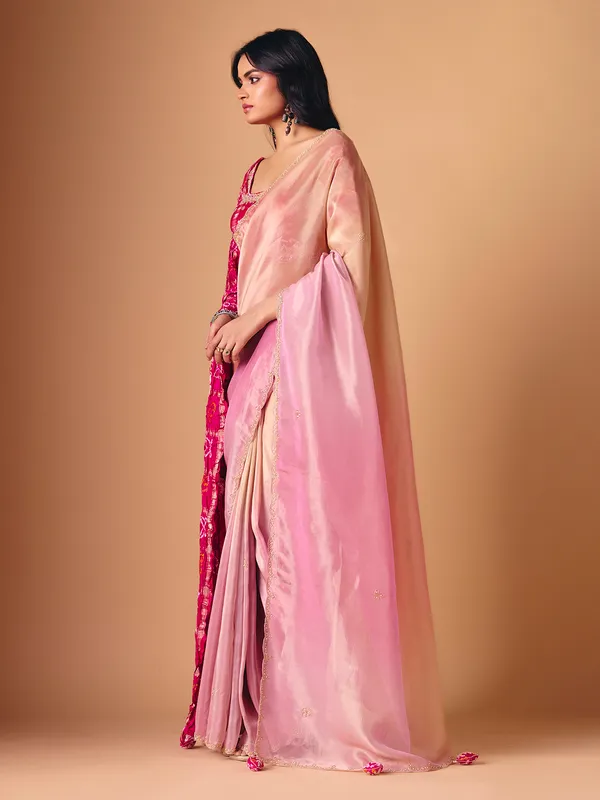 Lavender purple shaded tissue silk designer saree
