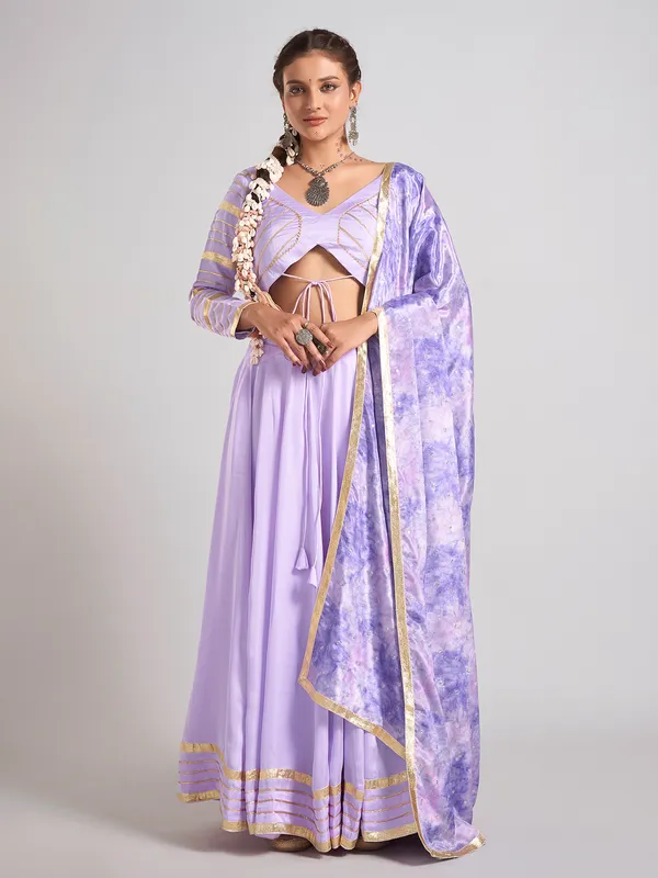 Lavender purple silk chaniya choli with dupatta