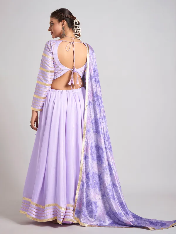 Lavender purple silk chaniya choli with dupatta
