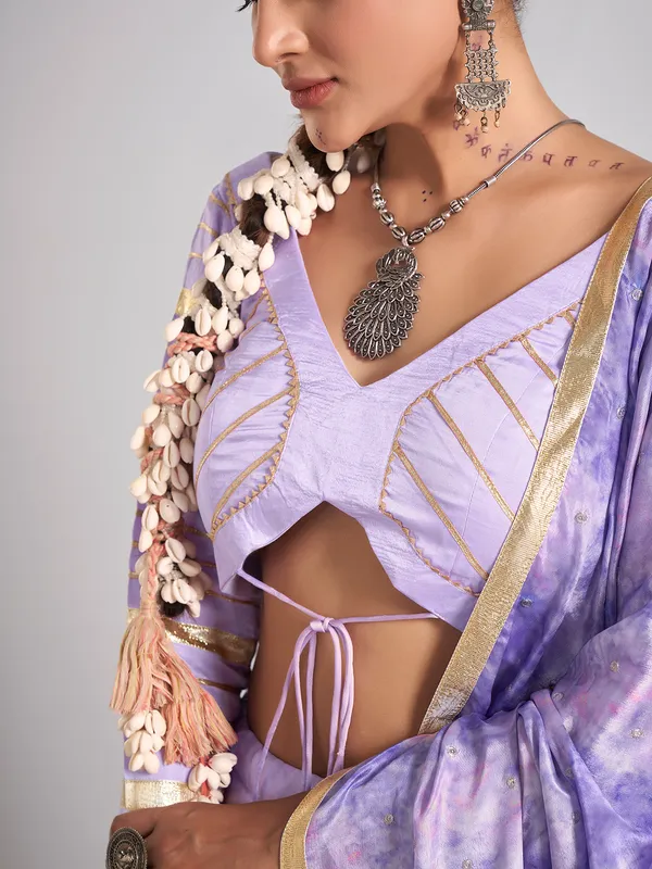 Lavender purple silk chaniya choli with dupatta