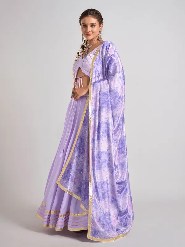 Lavender purple silk chaniya choli with dupatta