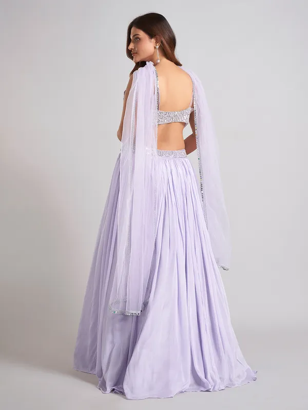 Lavender purple silk lehenga choli with sleeveless choli