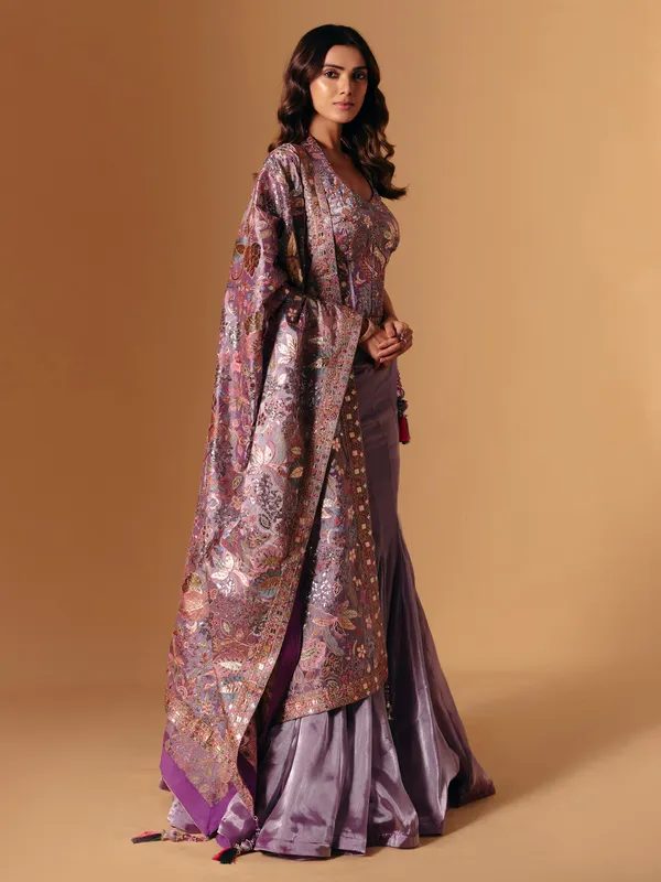 Lavender purple tissue silk designer lehenga choli