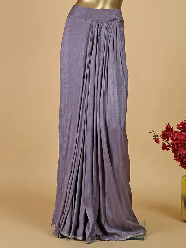 Lavender ready to wear silk saree
