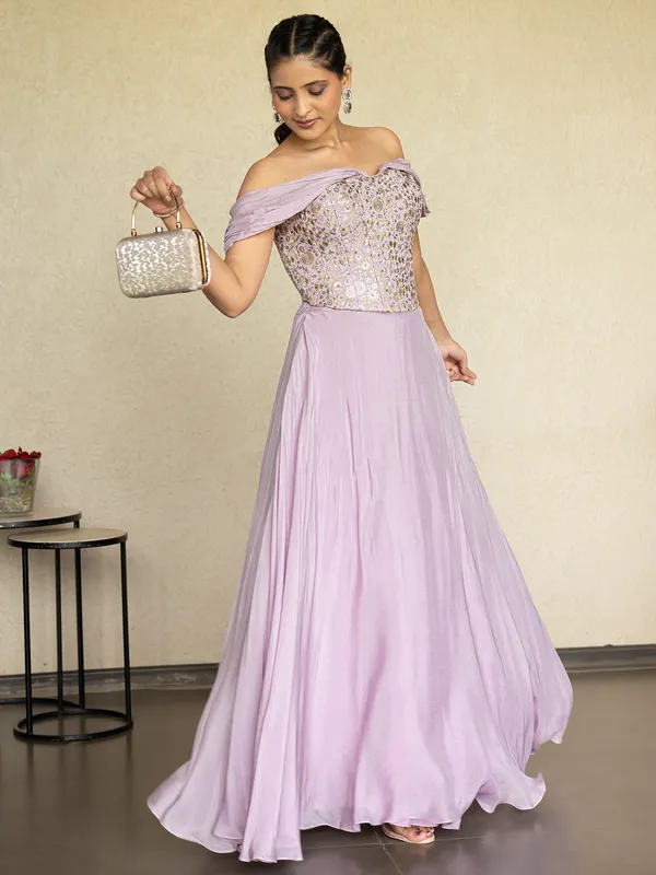 Lavender silk designer lehenga choli