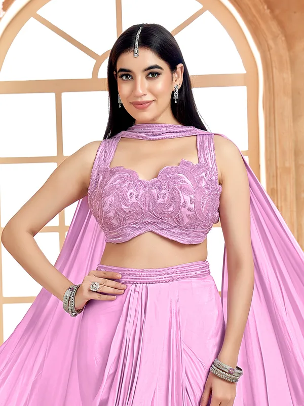 Lavender silk indowestern suit for women