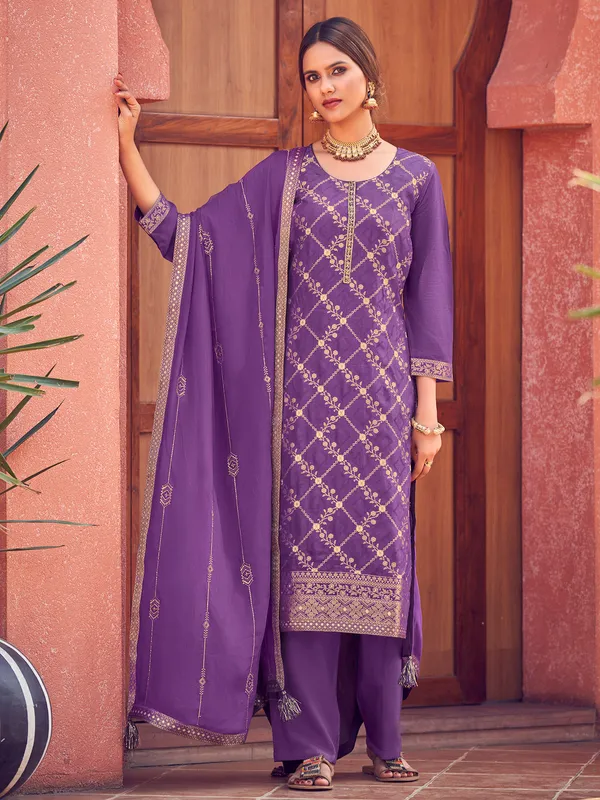 Lavender silk salwar suit for festive