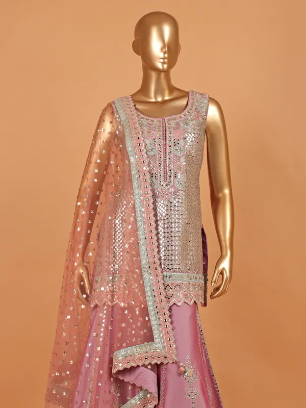 Lavender silk palazzo suit for festive