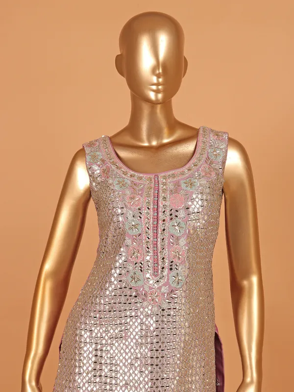Lavender silk palazzo suit for festive