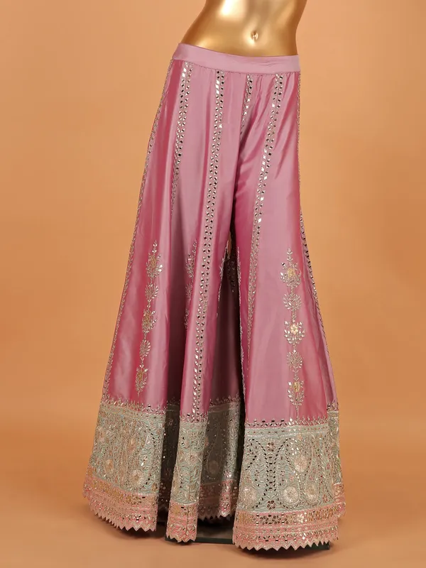 Lavender silk palazzo suit for festive