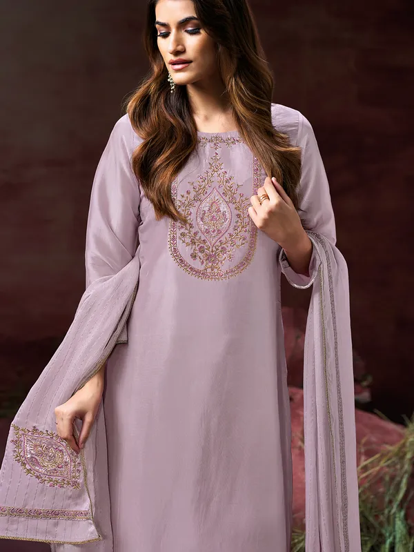 Lavender silk palazzo suit for festive wear