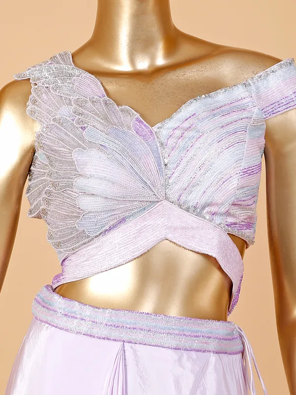 Lavender silk ready to wear saree