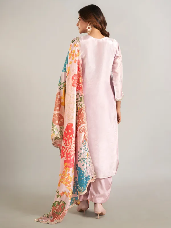 Lavender silk salwar suit with dupatta