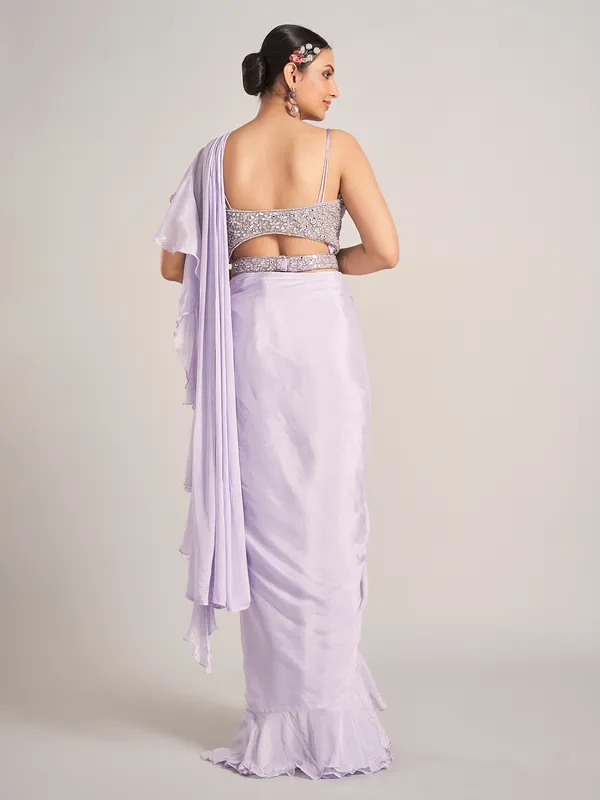 Lavender tissue silk reception saree