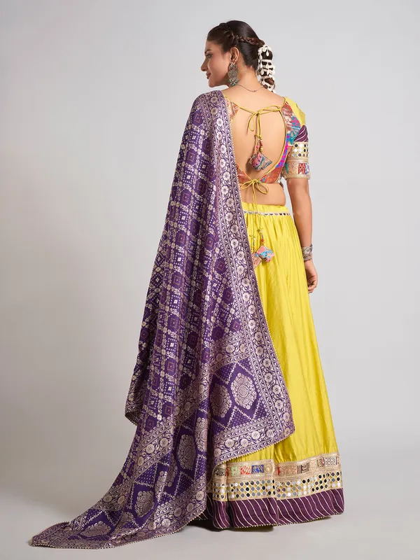 Lemon yellow gota work chaniya choli for navratri
