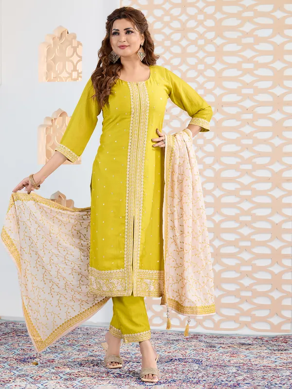 Lemon yellow salwar suit with dupatta