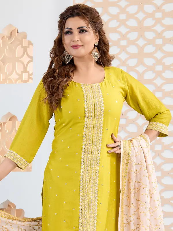 Lemon yellow salwar suit with dupatta