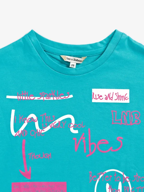 Leo n Babes aqua printed cotton top