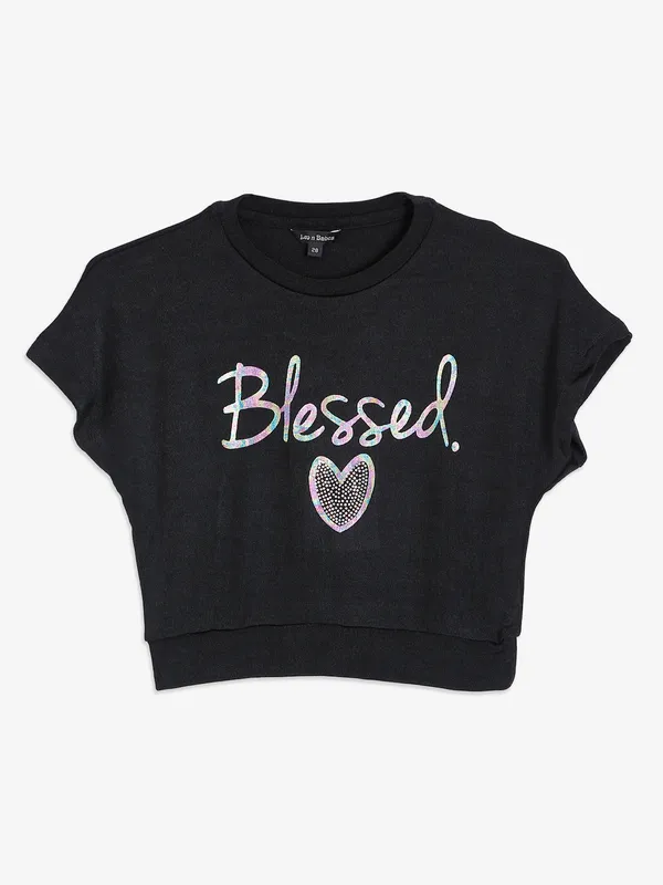 Leo n Babes black cotton printed top