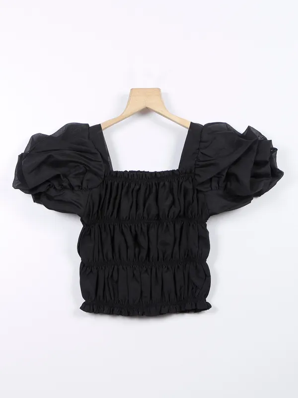 Leo n Babes black georgette plain top