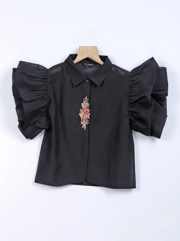 Leo n Babes black georgette shirt