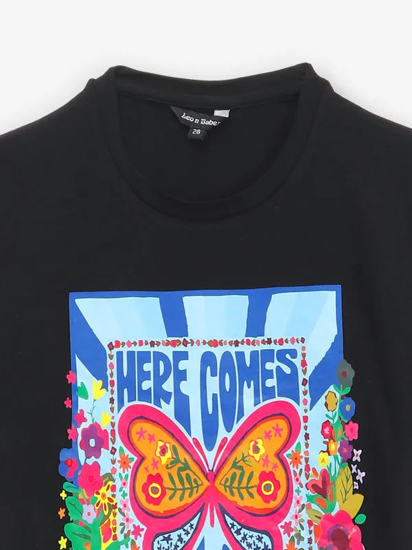 LEO N BABES black printed cotton t-shirt