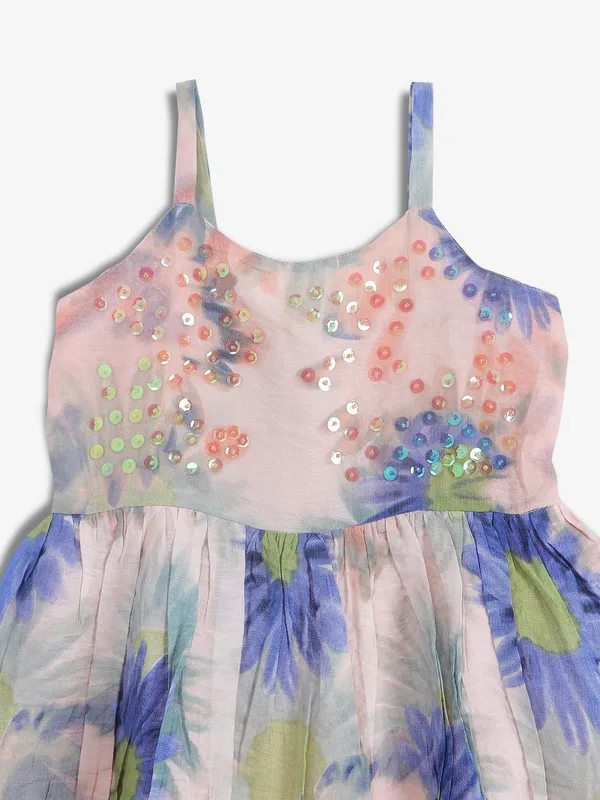 LEO N BABES blue floral printed frock