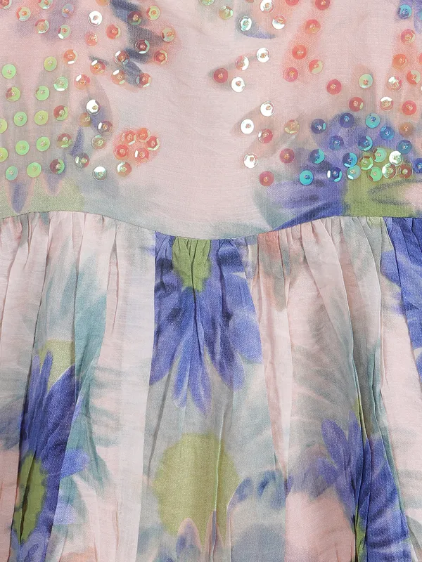 LEO N BABES blue floral printed frock
