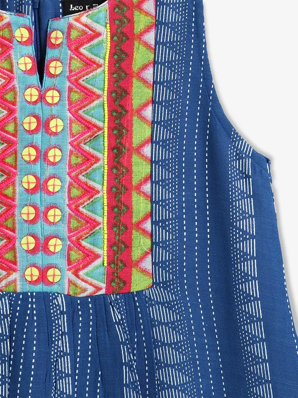 LEO N BABES blue printed cotton frock