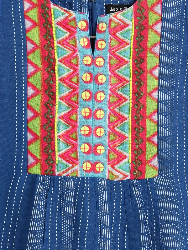 LEO N BABES blue printed cotton frock