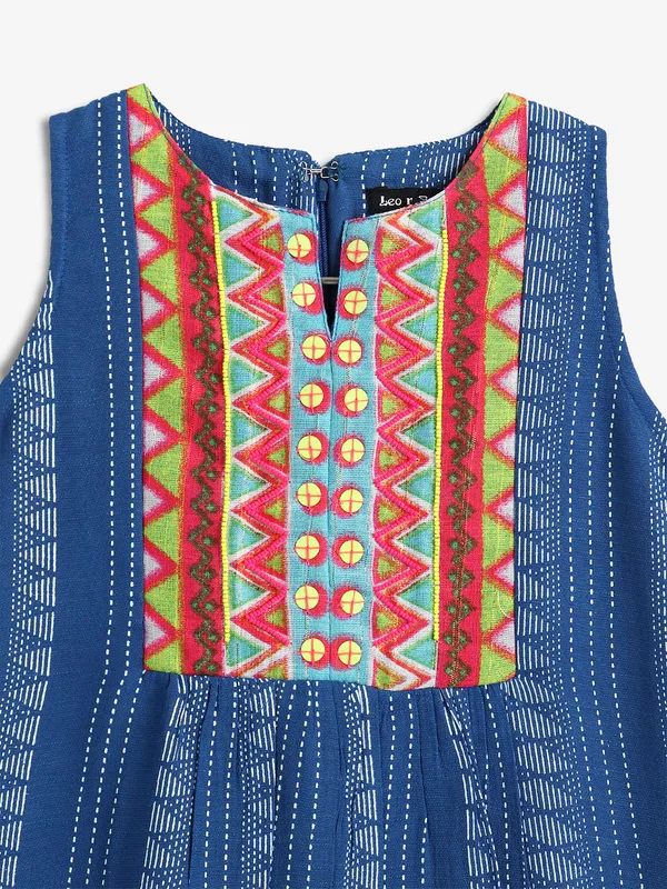 LEO N BABES blue printed cotton frock