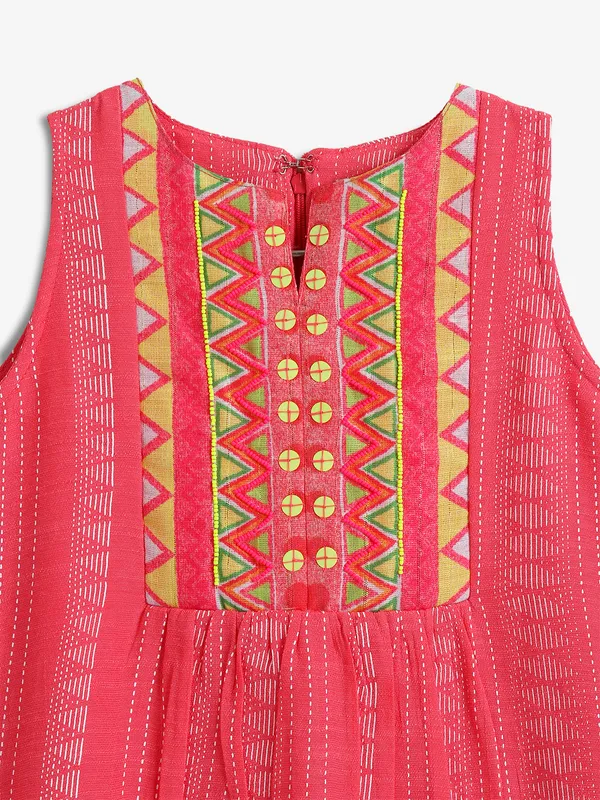 LEO N BABES coral pink printed frock