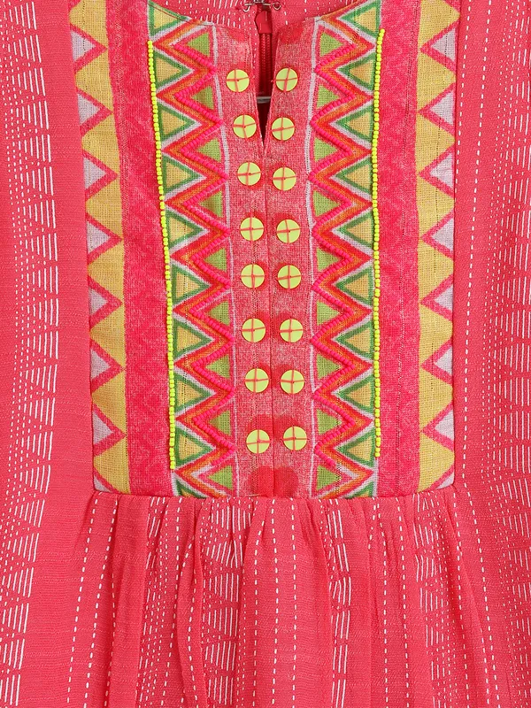 LEO N BABES coral pink printed frock