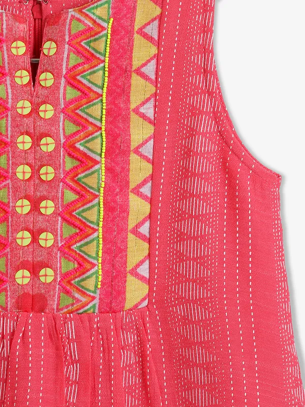 LEO N BABES coral pink printed frock