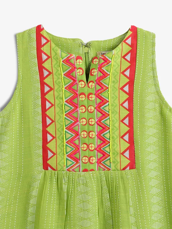 LEO N BABES cotton green printed frock