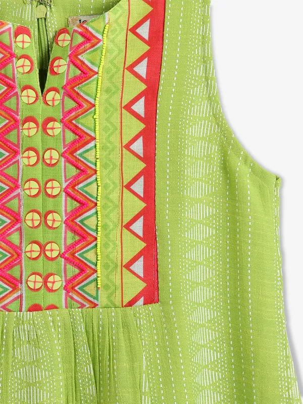 LEO N BABES cotton green printed frock