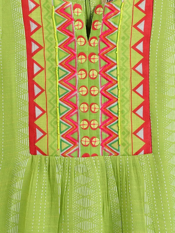 LEO N BABES cotton green printed frock